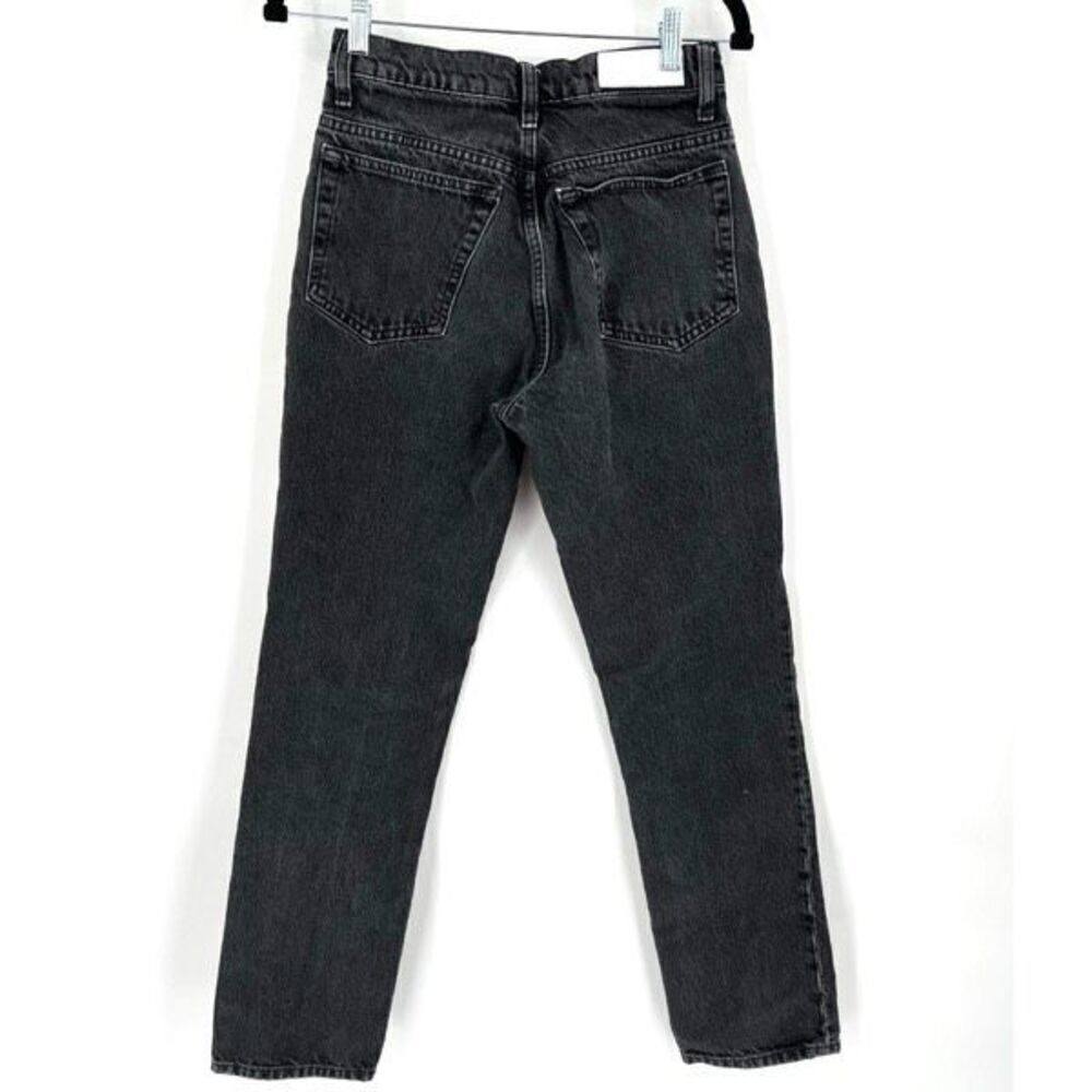 Re/Done Women's Whiskered Cotton Blended Straight Jeans Black Size 26